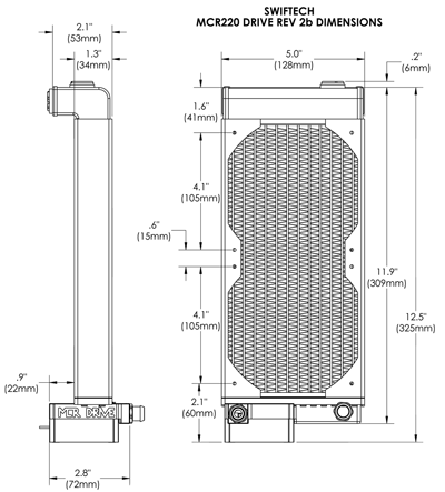 MCR220 Drive dimensions - click to enlarge