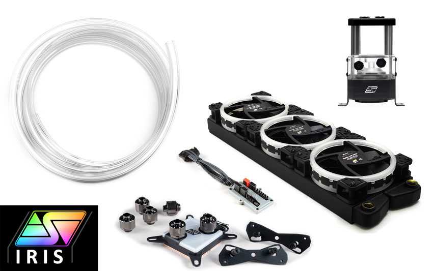 Kit provided by Swiftech— The liquid cooling block should be omitted for our application 